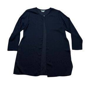 80s Vintage Sheer Black Sharade of California Open Robe Jacket Small